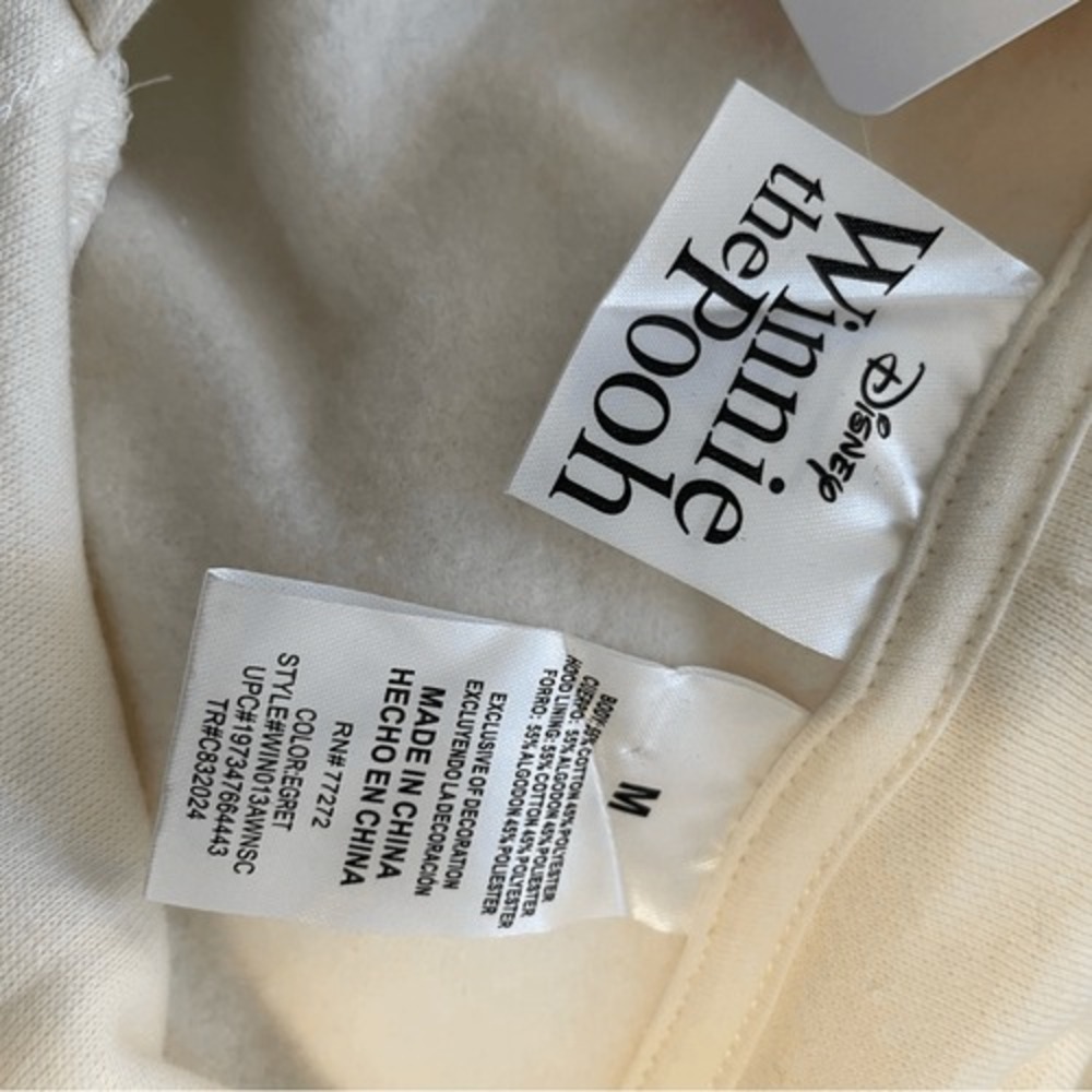 Disney Winnie the Pooh Christopher Robin Party Graphic Hoodie Egret Cream M - Picture 6 of 7